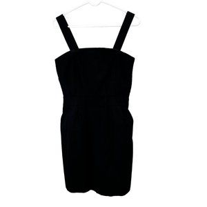 LL Bean Seersucker Little Black Dress size 4 Removable Straps Square Neck NWT
